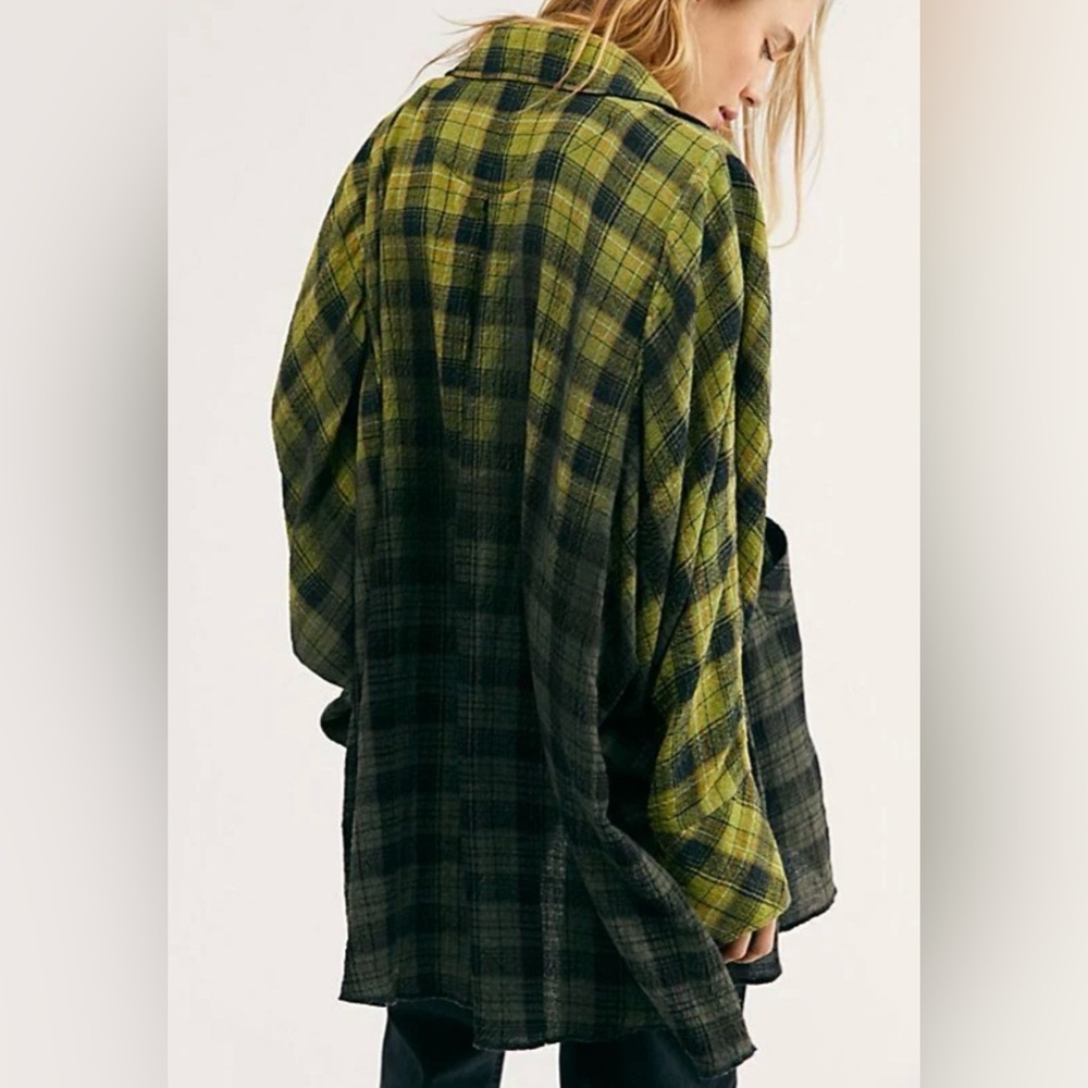 We the free- you wish over sized ombré kaftan flannel shirt jacket size xs - Picture 4 of 15